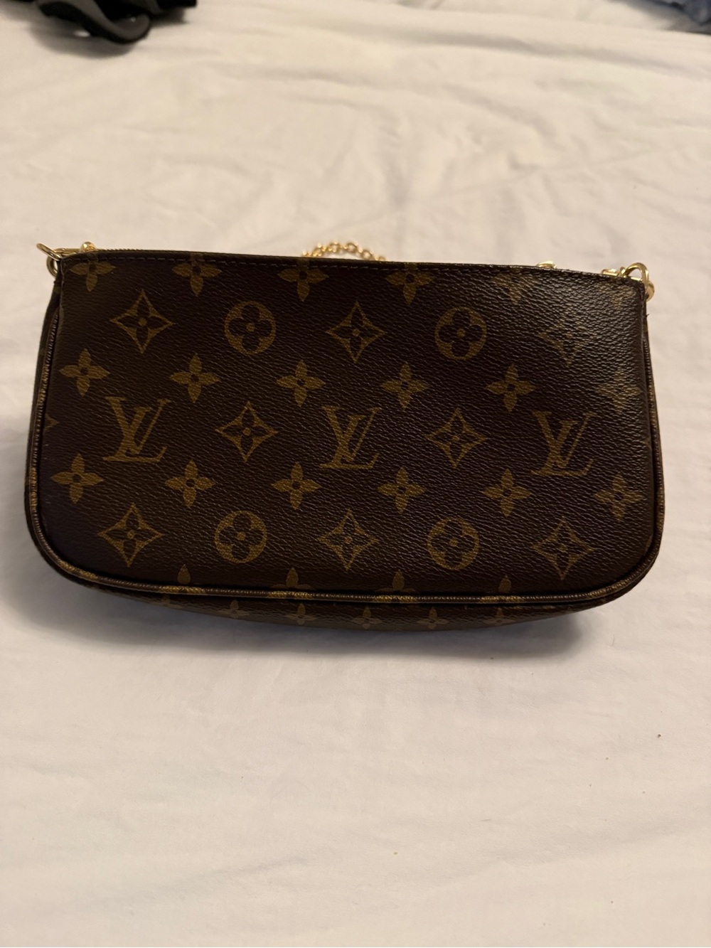 LV Multi Brown Monogram Canvas Pochette Bag with Gold Chain - Picture 2 of 4